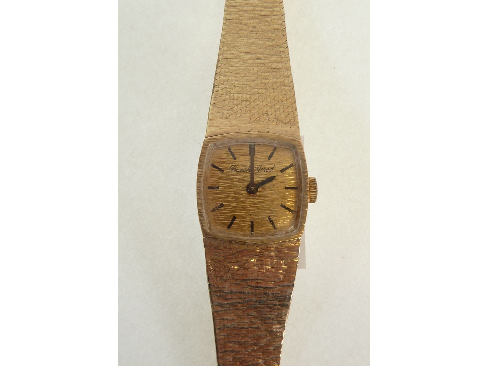 Appraisal: A LADY'S BUECHE GIROD CT GOLD BARK TEXTURED BRACELET WATCH