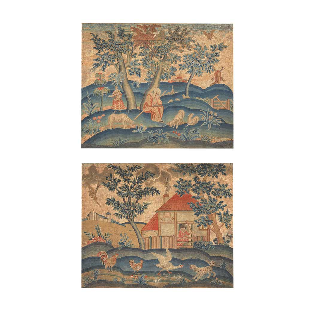 Appraisal: Pair of Anglo Dutch Needlework Pictures Early th century Comprising