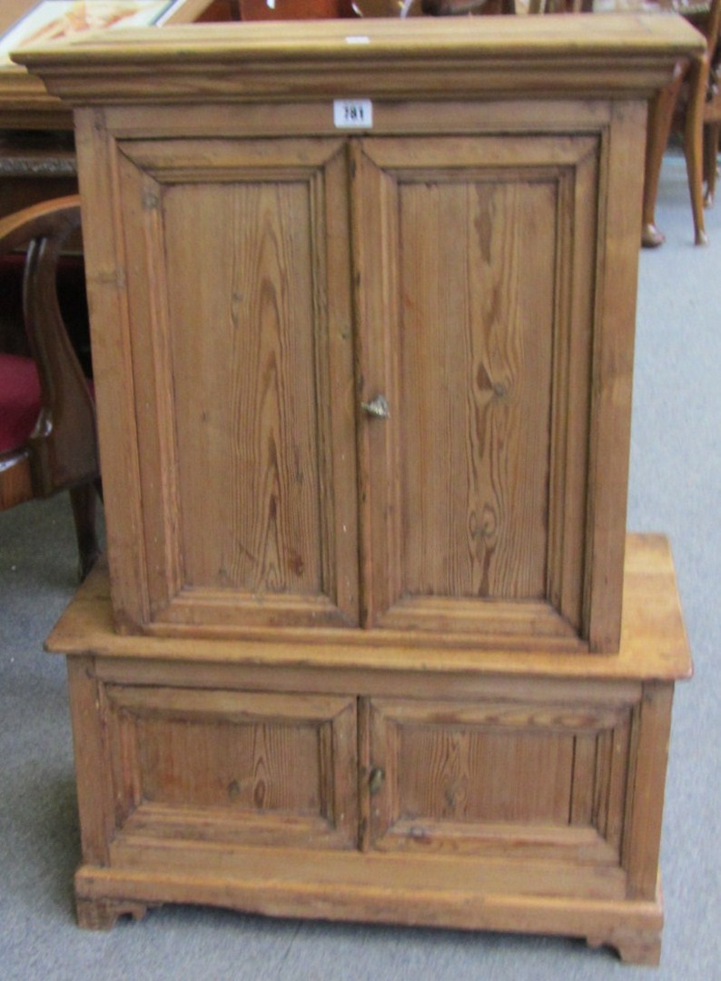 Appraisal: A small French pine buffet A Deux Corps cm wide