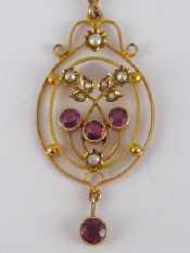 Appraisal: A carat gold Art Nouveau pendant and chain pendant approx