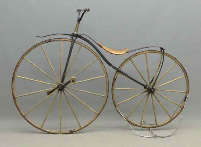 Appraisal: C boneshaker bicycle '' front '' rear wheels Bronze steering