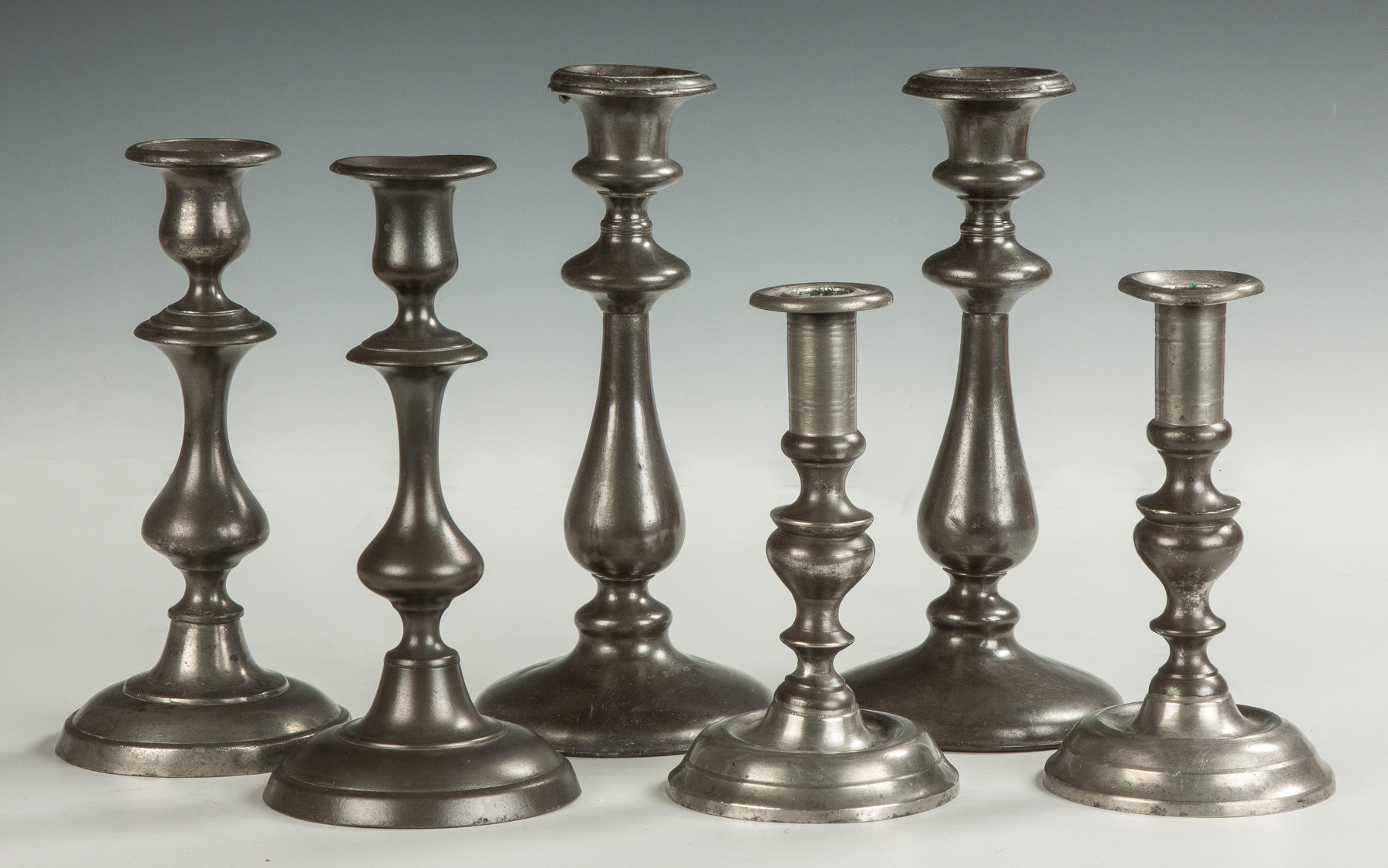 Appraisal: Group of Pewter Candlesticks th cent