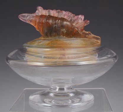 Appraisal: DAUM FRENCH ART GLASS PATE DE VERRE COVERED BOWL Sea