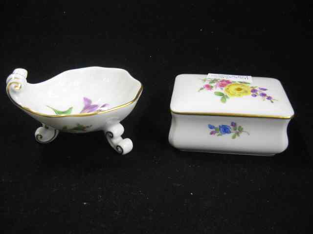 Appraisal: pcs Meissen Porcelain dresser box and a footed shell shaped