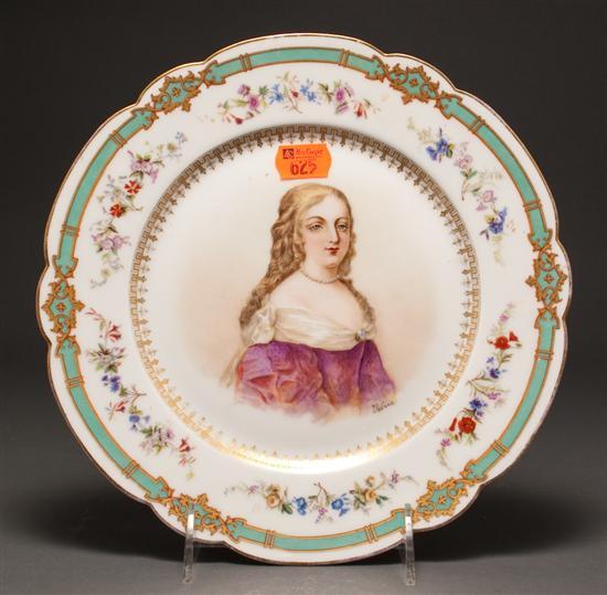 Appraisal: Sevres transfer and paint decorated porcelain cabinet portrait plate mid