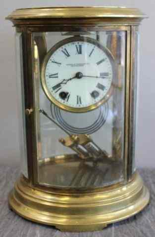 Appraisal: French Crystal Regulator Clock in Oval Carved andGlass Case Signed