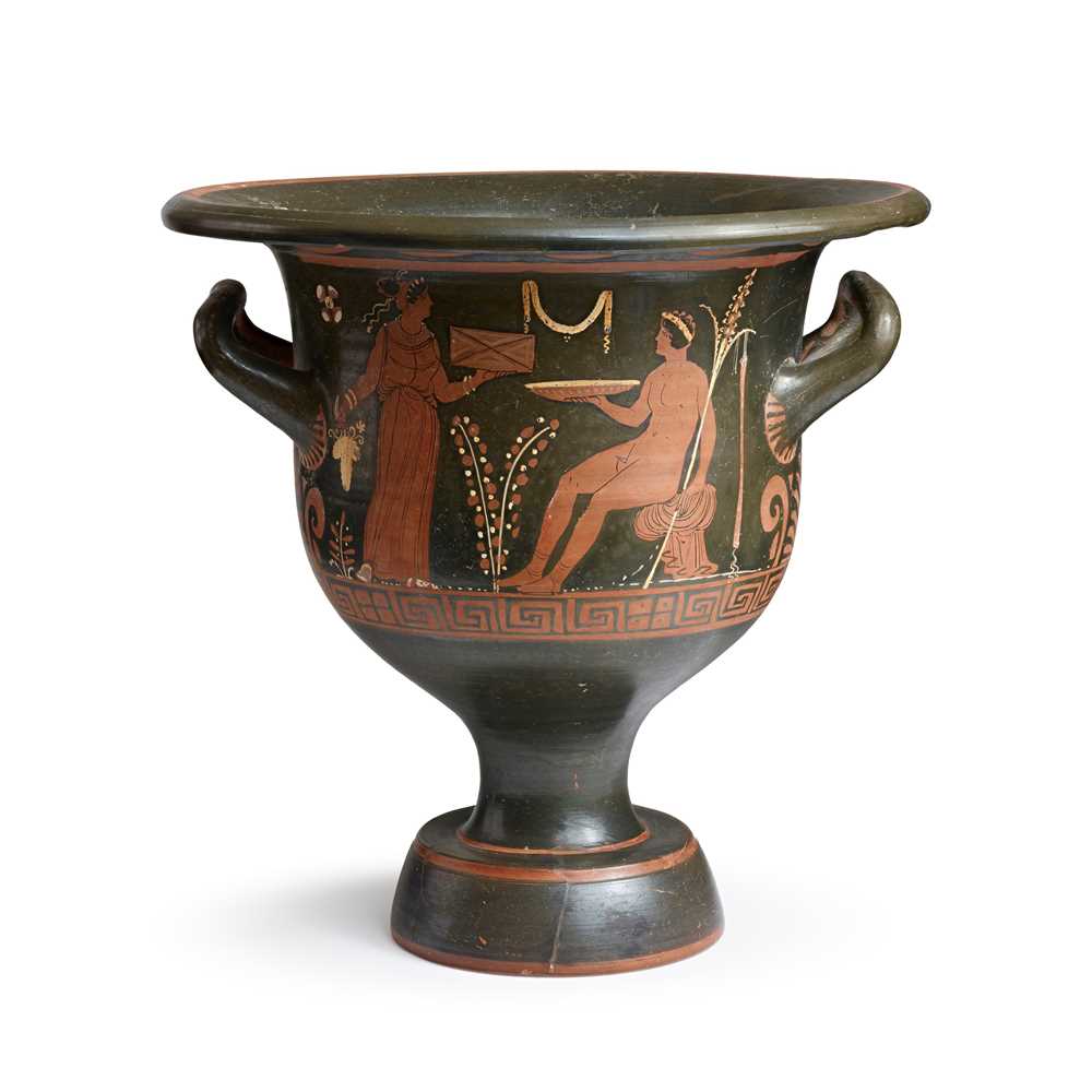 Appraisal: ANCIENT GREEK APULIAN RED FIGURE BELL KRATER SOUTH ITALY CIRCA