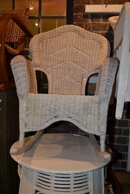 Appraisal: VINTAGE WHITE CANE ROCKING CHAIR