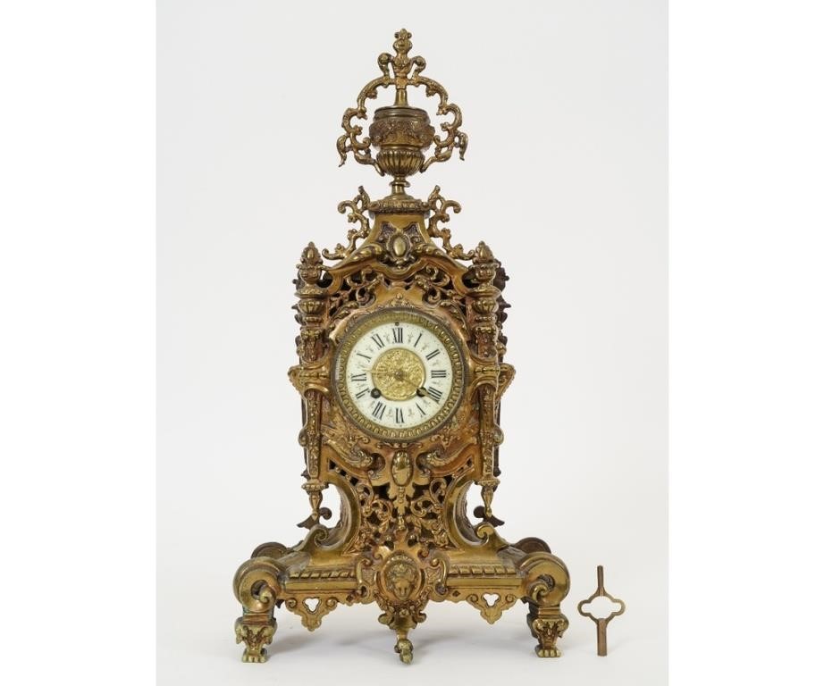 Appraisal: French style gilt bronze mantel clock with Roman numeral dial