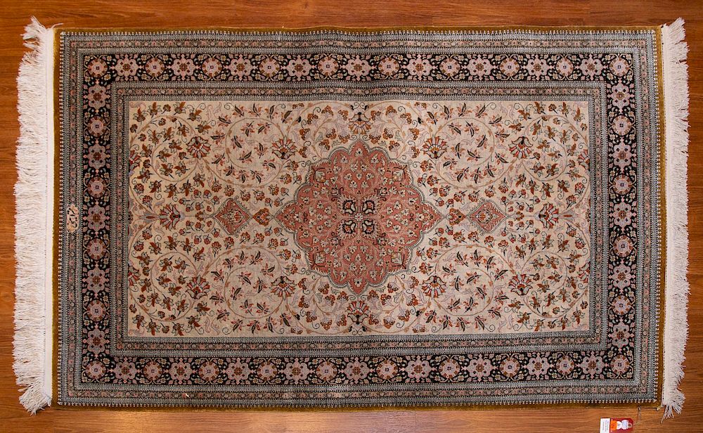 Appraisal: Fine Silk Qum Rug Persia x second half- th century