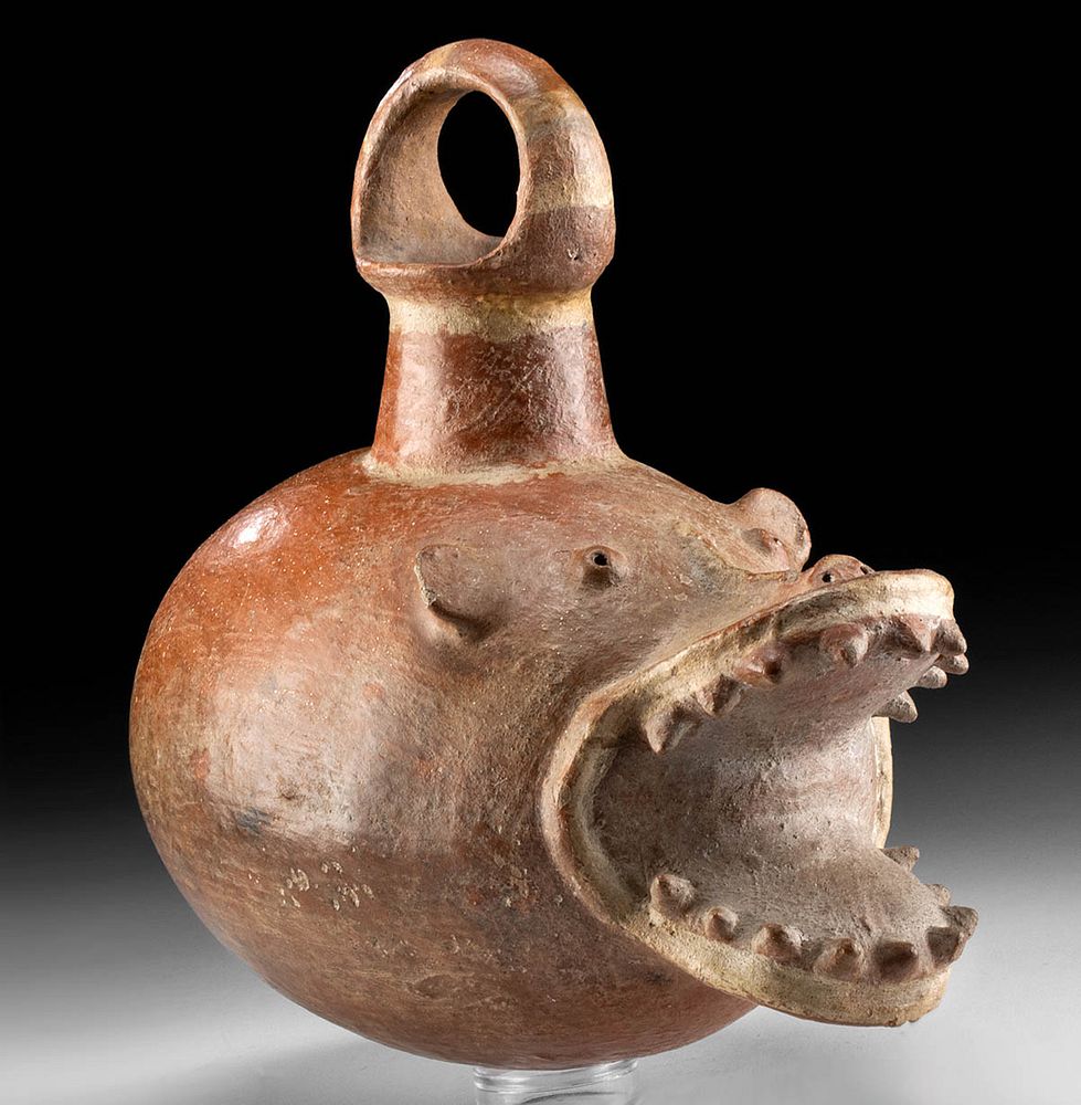 Appraisal: Vicus Redware Hanging Vessel - Ursine Creature Pre-Columbian northern Peru