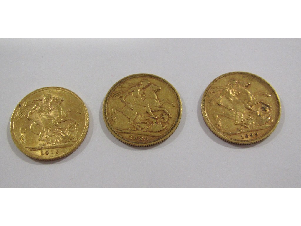 Appraisal: Three gold sovereigns Victoria and and George V