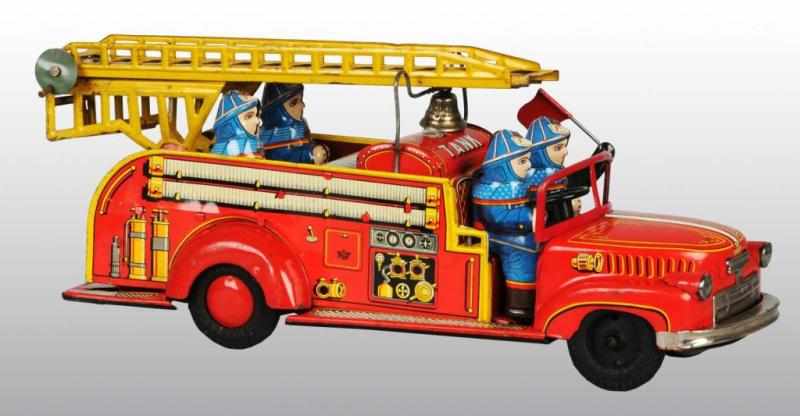 Appraisal: Tin Fire Truck Friction Toy Description Japanese Circa Working Made