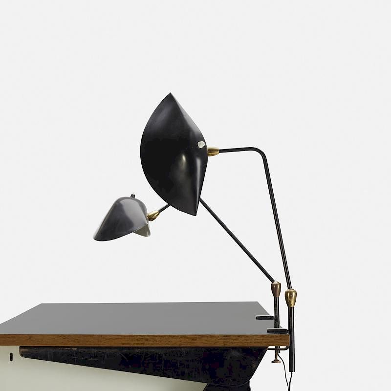 Appraisal: Serge Mouille Agrafee deux rotules lamps pair Serge Mouille Agrafee