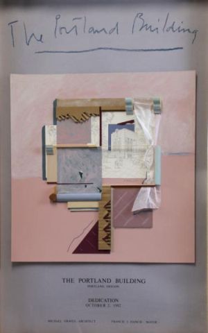 Appraisal: GRAVES Michael Mixed Media Collage PortlandBuilding Signed and dated in