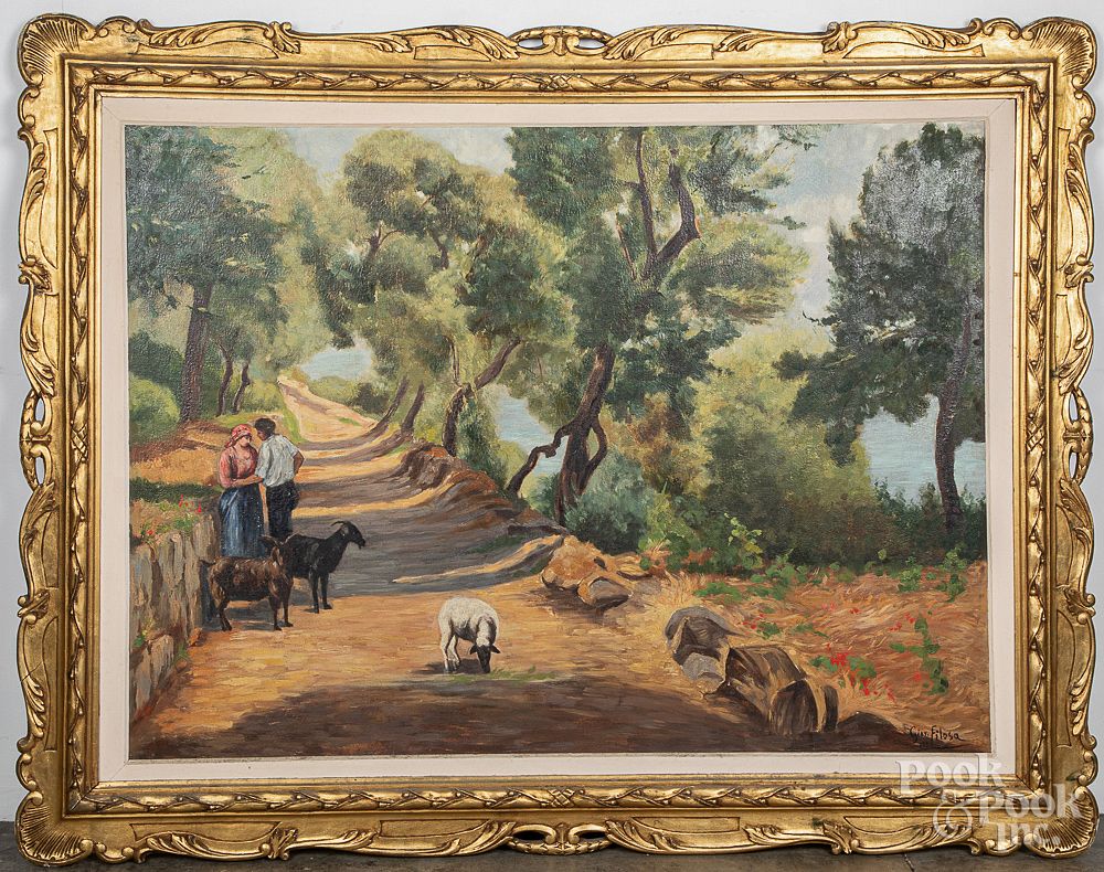 Appraisal: Italian oil on board landscape Italian oil on board landscape