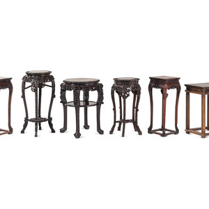 Appraisal: Six Chinese Hardwood Stands comprising of a pair of square