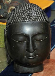 Appraisal: Chinese Stone Buddha Head Chinese stone Buddha head the round