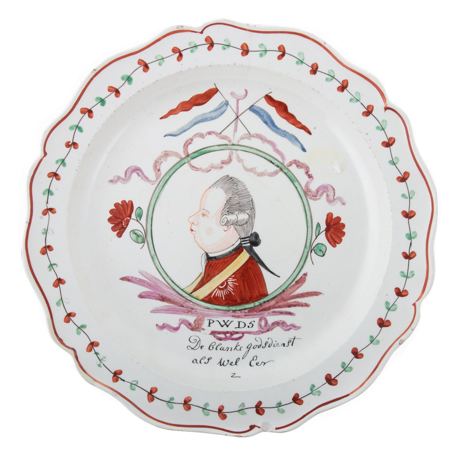 Appraisal: CREAMWARE PLATE WITH PORTRAIT OF WILLIAM OF ORANGE th century