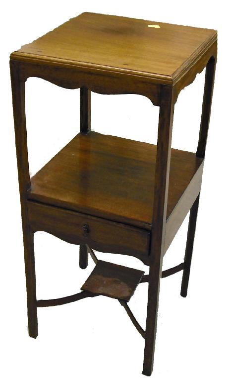 Appraisal: Georgian mahogany square three tier washstand with a central small