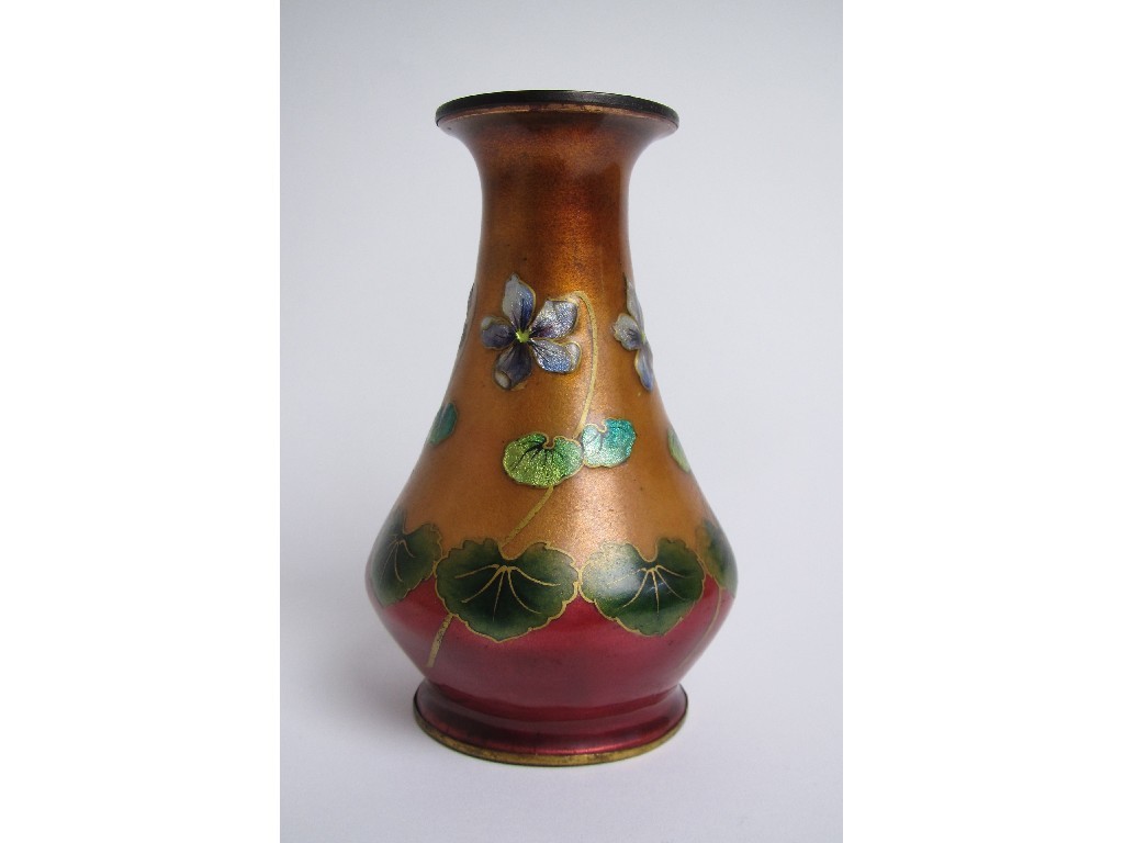 Appraisal: A Limoges enamel baluster vase painted with flowers and foliage