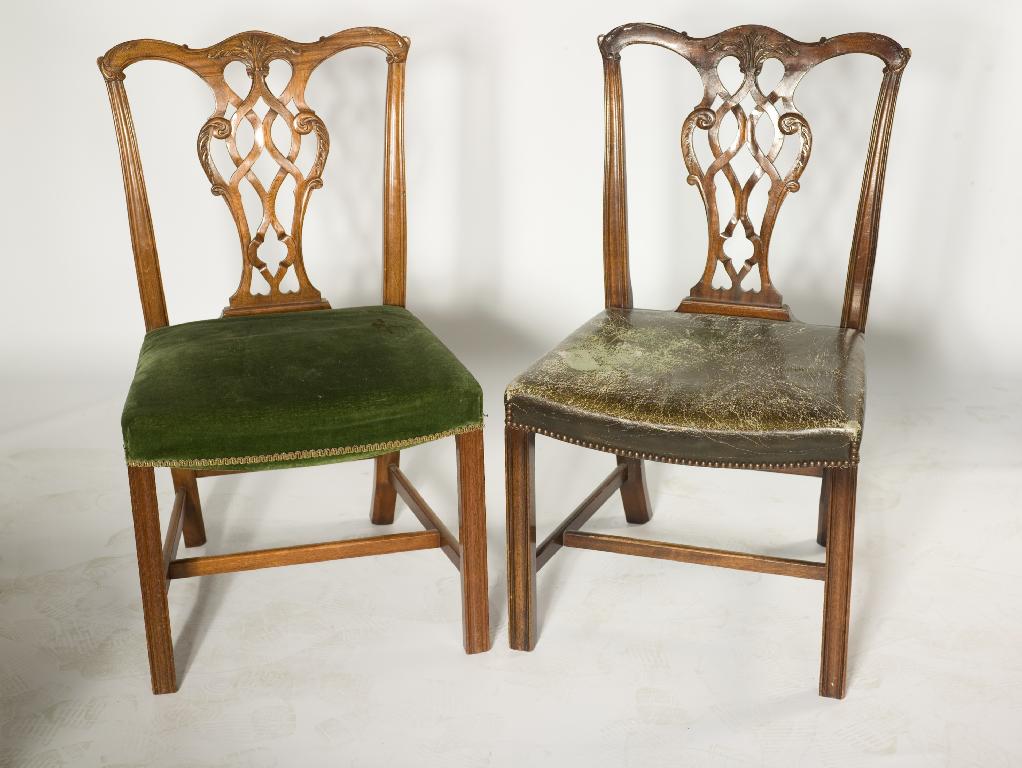 Appraisal: PAIR OF CHIPPENDALE REVIVAL MAHOGANY DINING CHAIRS of characteristic form