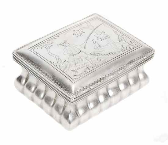 Appraisal: A Continental silver rectangular snuff box three marks four stars