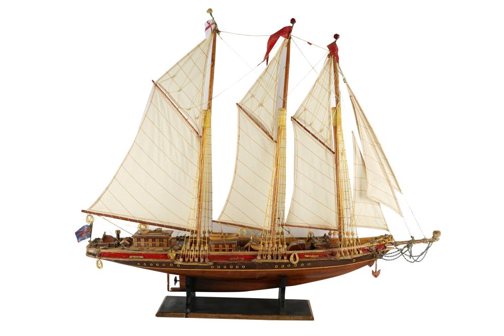 Appraisal: CLIPPER SHIP MODELpainted wood wood and cloth on a wooden