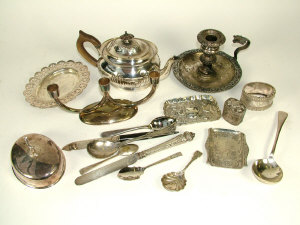 Appraisal: A collection of silver items including a powder compact two