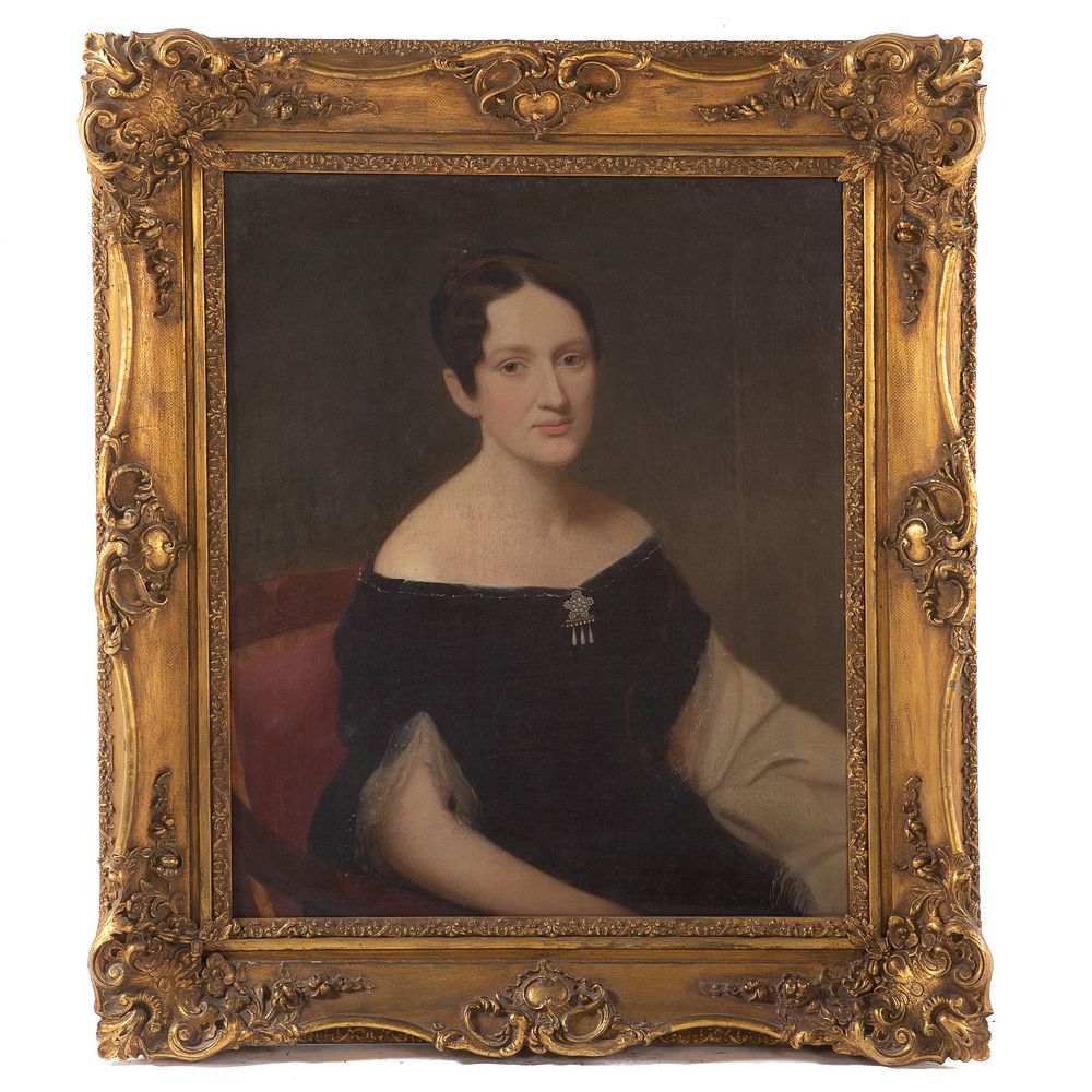 Appraisal: American School th c Portrait Of A Lady Oil on