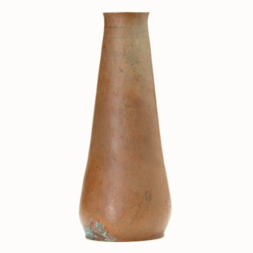 Appraisal: JARVIE Hammered copper tapering vase Some cleaning and verdigris spot