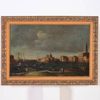 Appraisal: Attributed to Francesco Guardi Venetian lagoon oil on canvas no