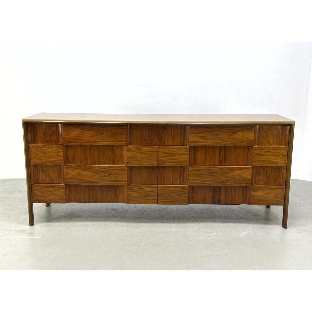 Appraisal: EDMOND SPENCE Credenza Sideboard Dresser Sculptural Block Design Doors Dimensions