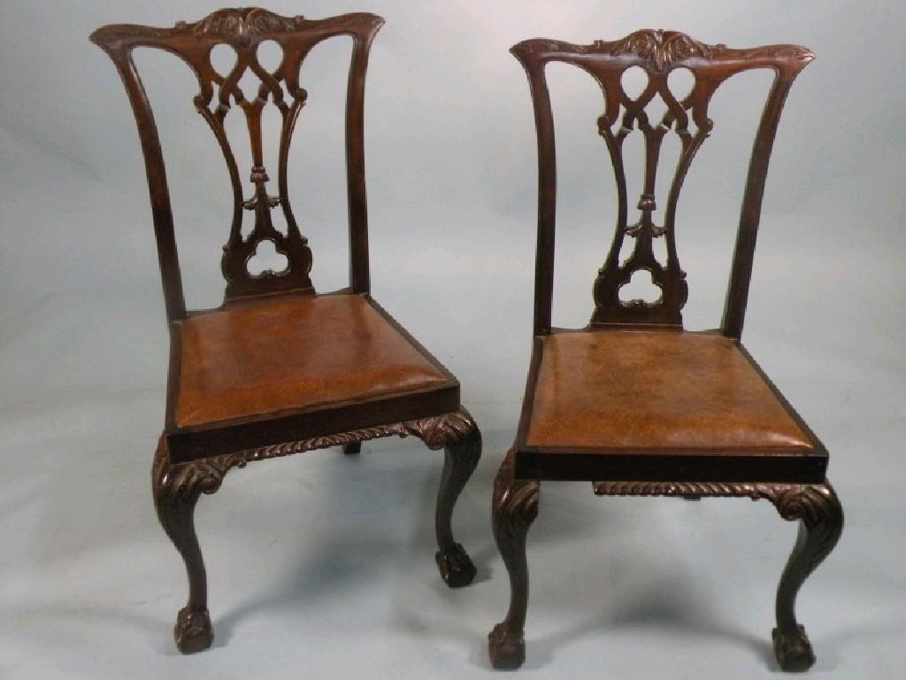 Appraisal: A set of six early thC mahogany dining chairs in