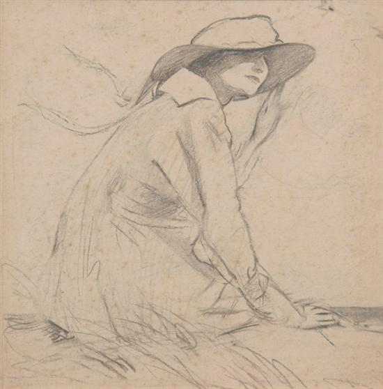 Appraisal: ATTRIBUTED TO EMLEN MCCONNELL American - INTO THE BREEZE pencil