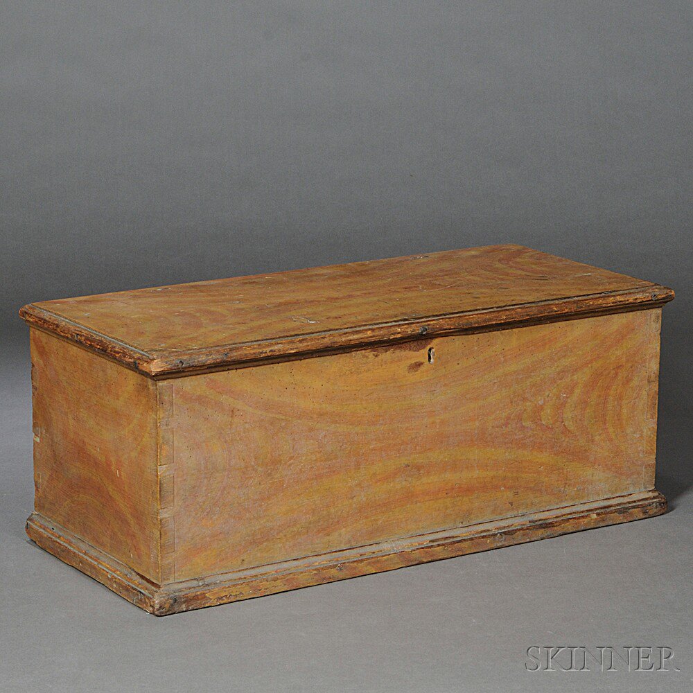 Appraisal: Small Paint-decorated Pine Six-board Chest New England late th century