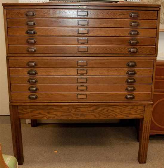 Appraisal: Oak map cabinet Estimate - All property is sold as-is