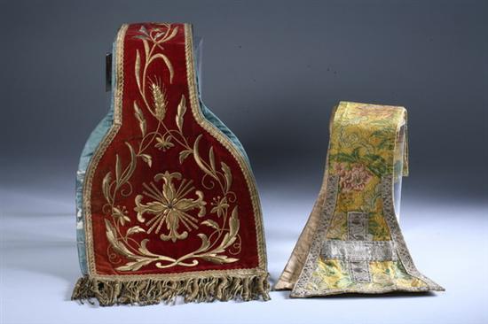 Appraisal: TWO CONTINENTAL EMBROIDERED LITURGICAL STOLES th- th century One of