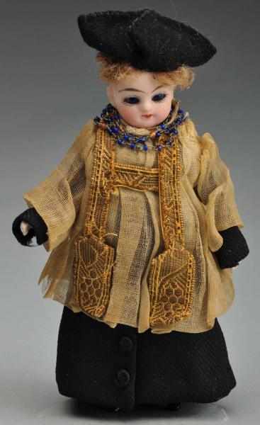 Appraisal: French All Bisque Doll in Priest Costume Description Bisque socket