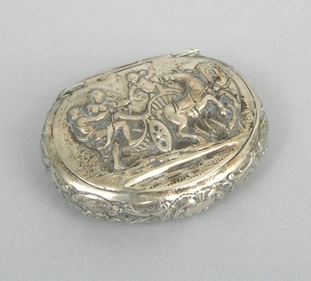 Appraisal: A Silver Pill Box An oval shape with a hinged