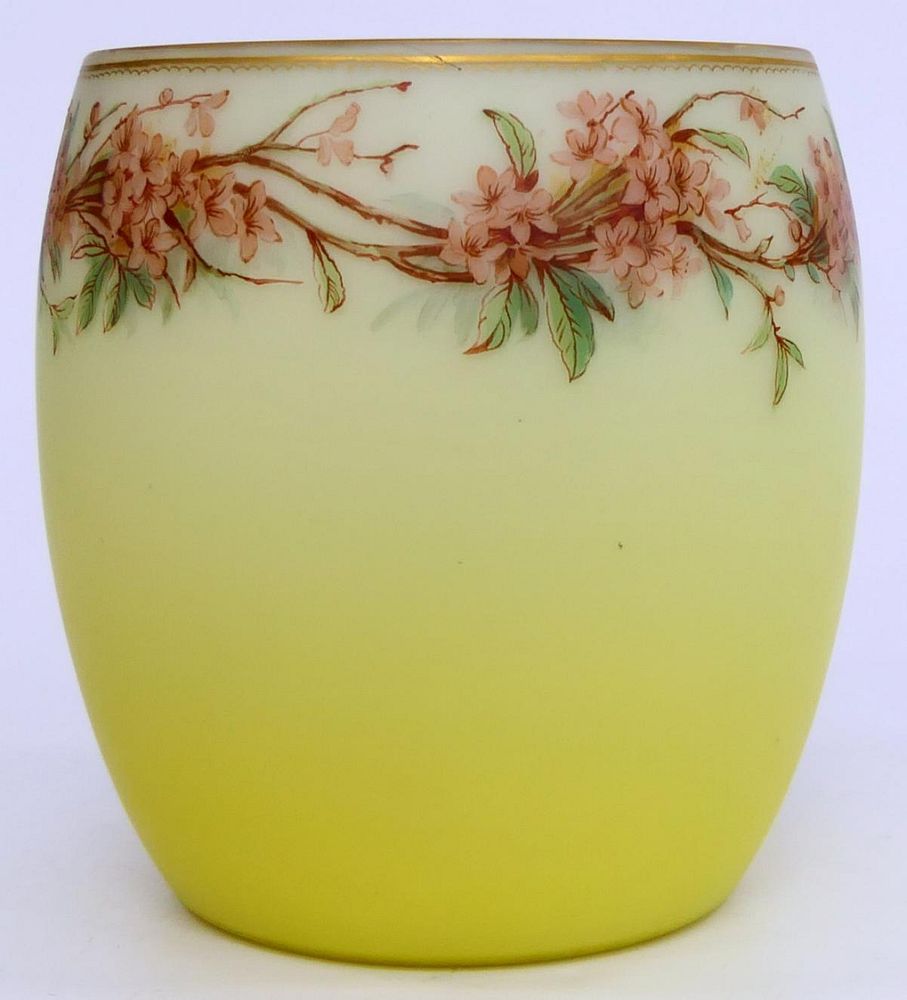 Appraisal: RARE MT WASHINGTON HAND PAINTED LARGE VASE Measures tall and