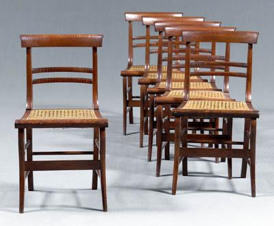 Appraisal: Set of six tiger maple chairs cherry and maple with