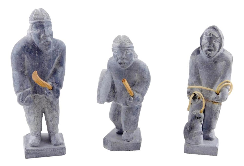 Appraisal: TRIBAL Three Greenland Eskimo stone carved figures by Thor Klemmensen