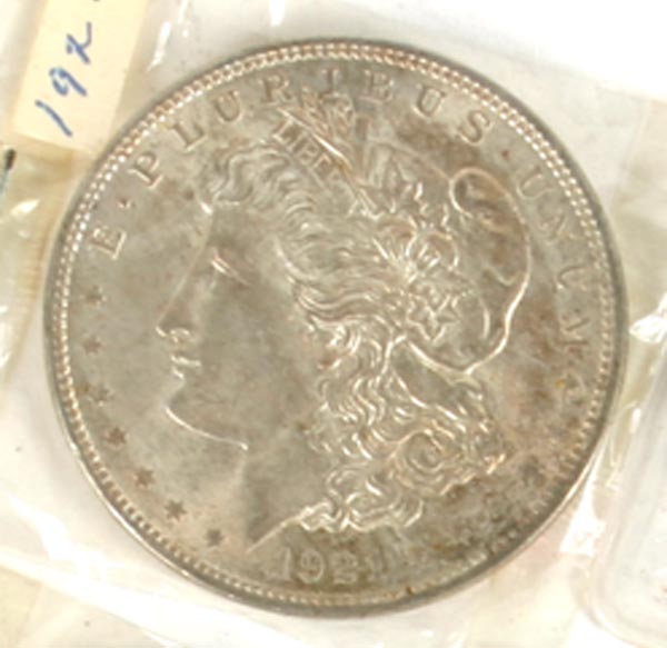 Appraisal: Five Morgan Silver Dollars