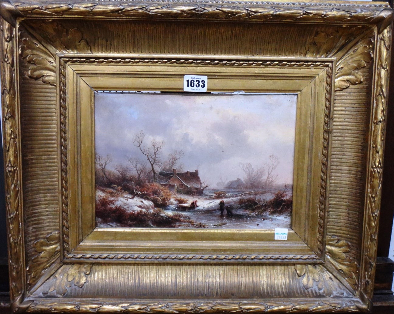 Appraisal: Dutch School th century Frozen winter landscape oil on panel