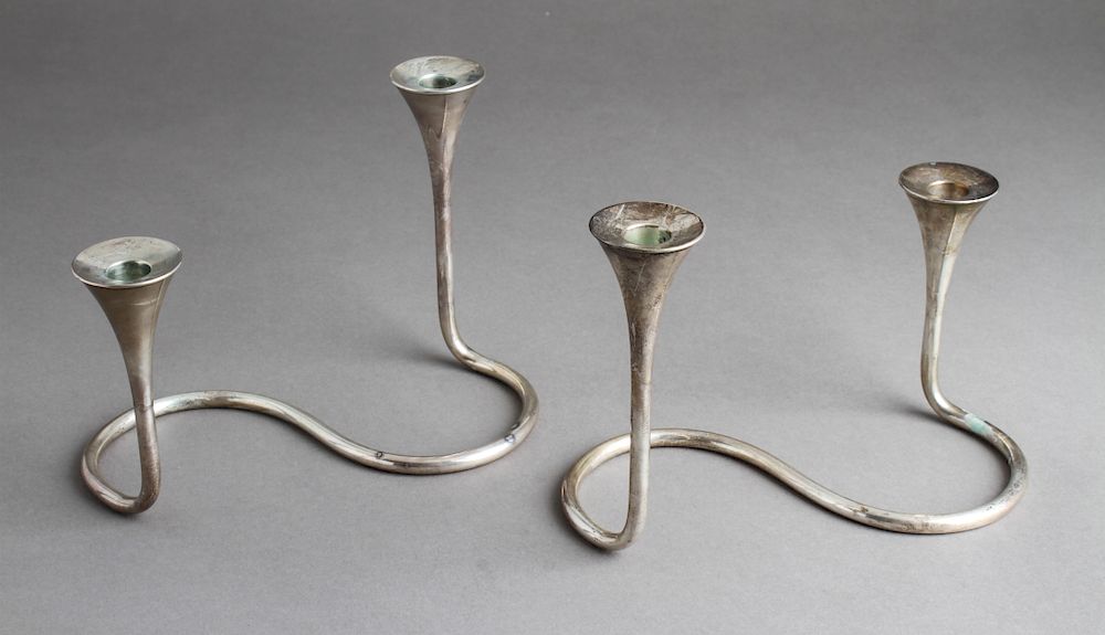 Appraisal: Reed and Barton Two Light Silver Candlesticks Pr Pair of