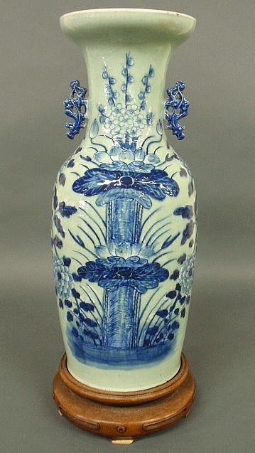 Appraisal: - Chinese celadon porcelain urn th c with blue decoration