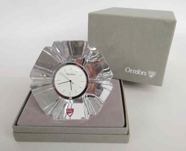 Appraisal: Orrefors crystal clock in orig box