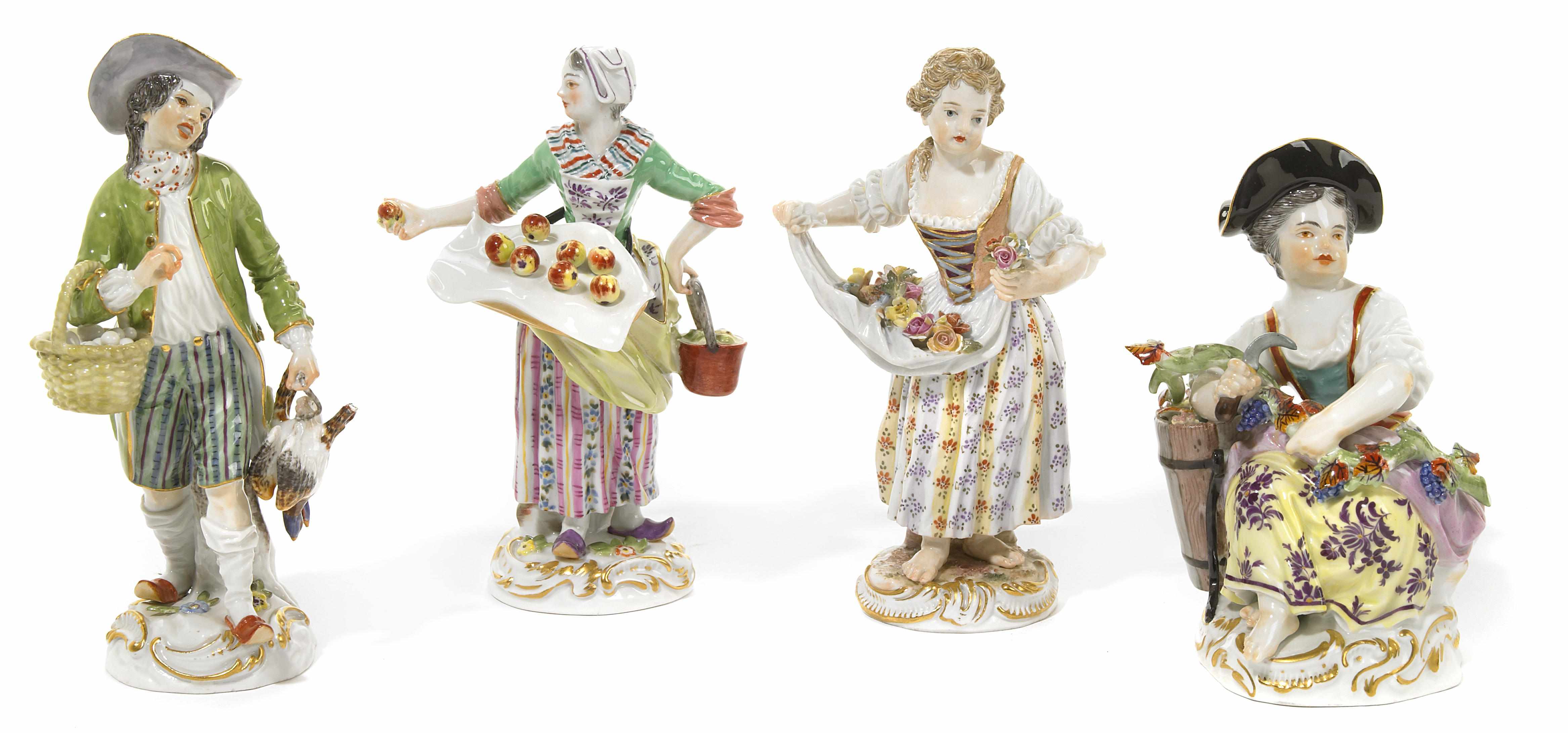 Appraisal: A group of four Meissen porcelain figures late th th