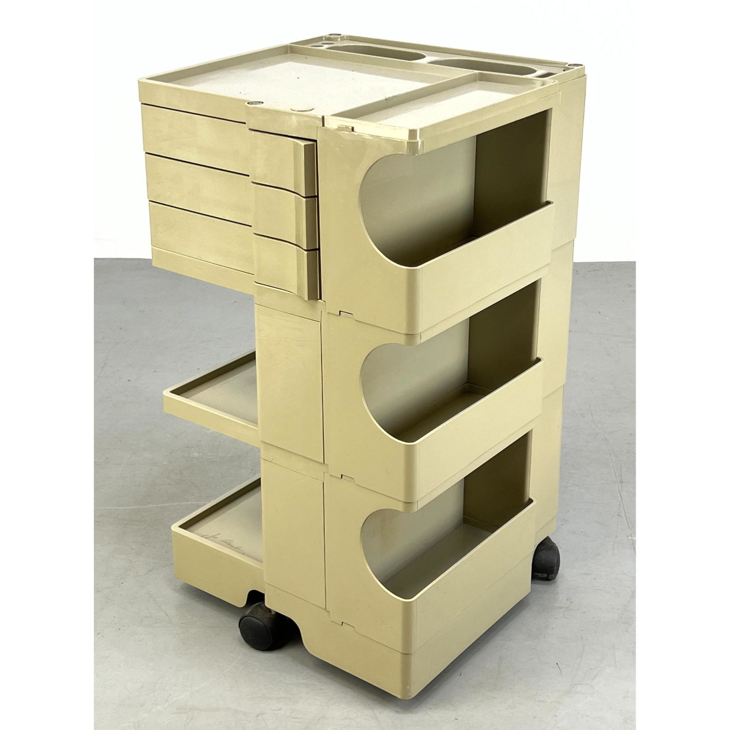 Appraisal: Joe Colombo Rolling Bobby Cart Molded Plastic Storage Unit Has